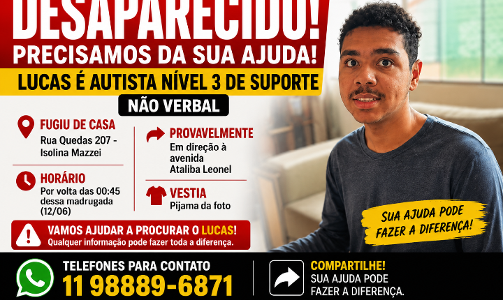 Família busca por Lucas e pede ajuda urgente da população