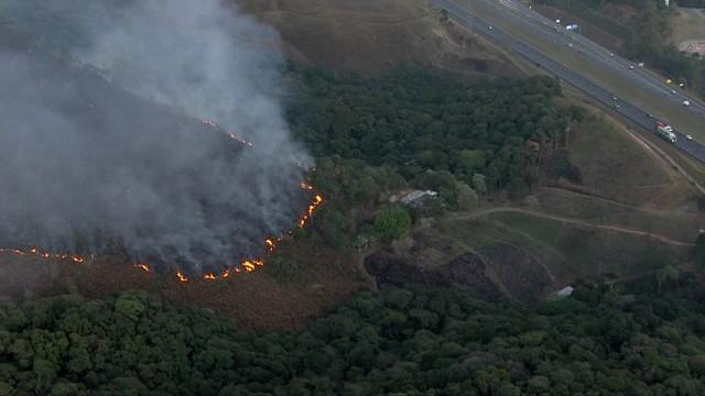 Incêndio ocorre no Pico do Jaraguá na Zona Norte