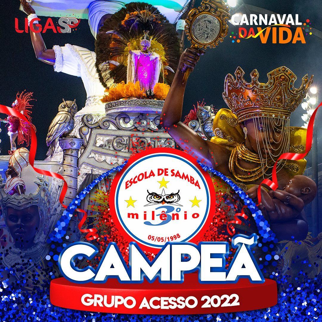 Estrela do Terceiro Milênio é campeã do Grupo de Acesso do carnaval de SP; Independente Tricolor fica em 2º e também sob